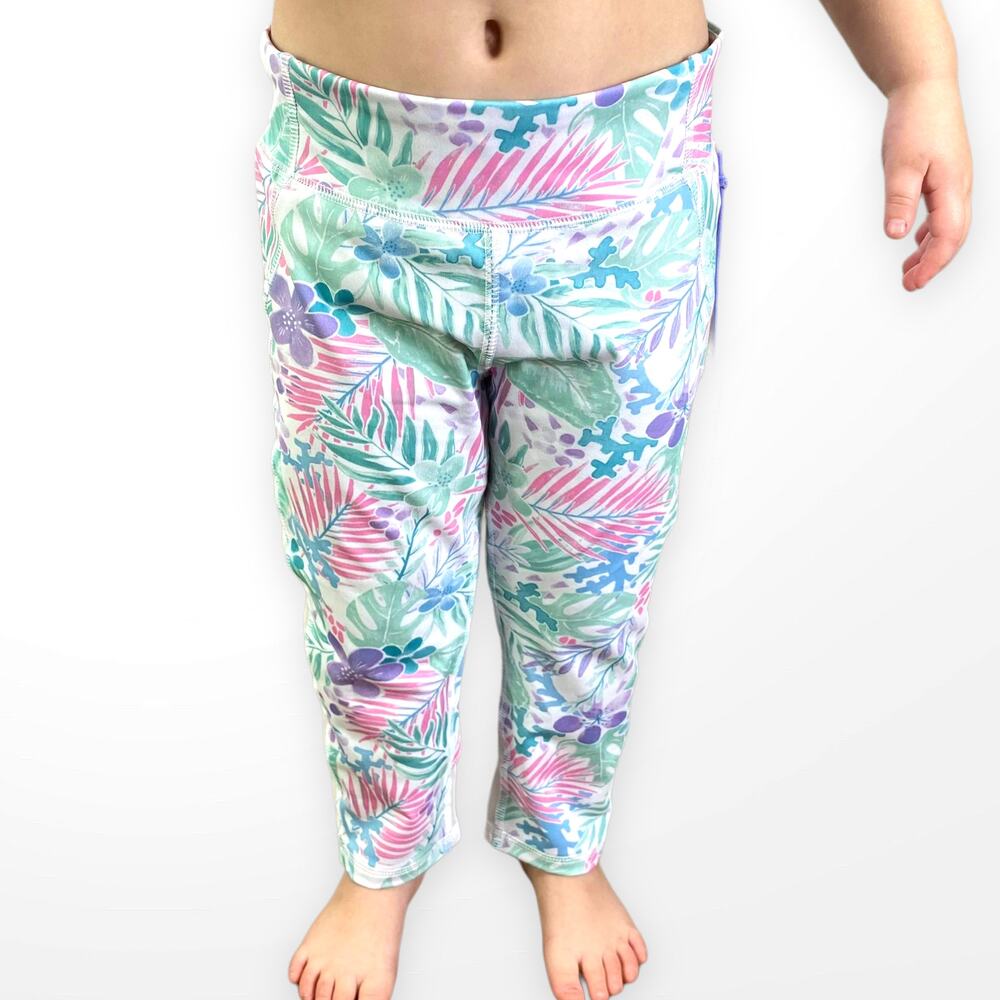 MORE THAN MAGIC Blue Palm Leaf Stretch Athletic Leggings - Picture 5 of 5